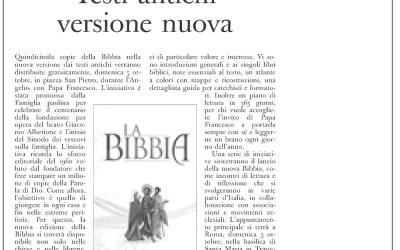 La nuova Bibbia sull'Osservatore Romano